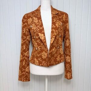 Elegant Floral Burnt Orange Blazer Size M New